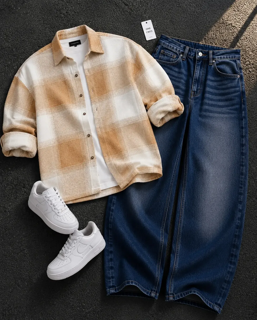 CAHOOT Men's Oversized Vingnette Checkered Oversized Shirt
