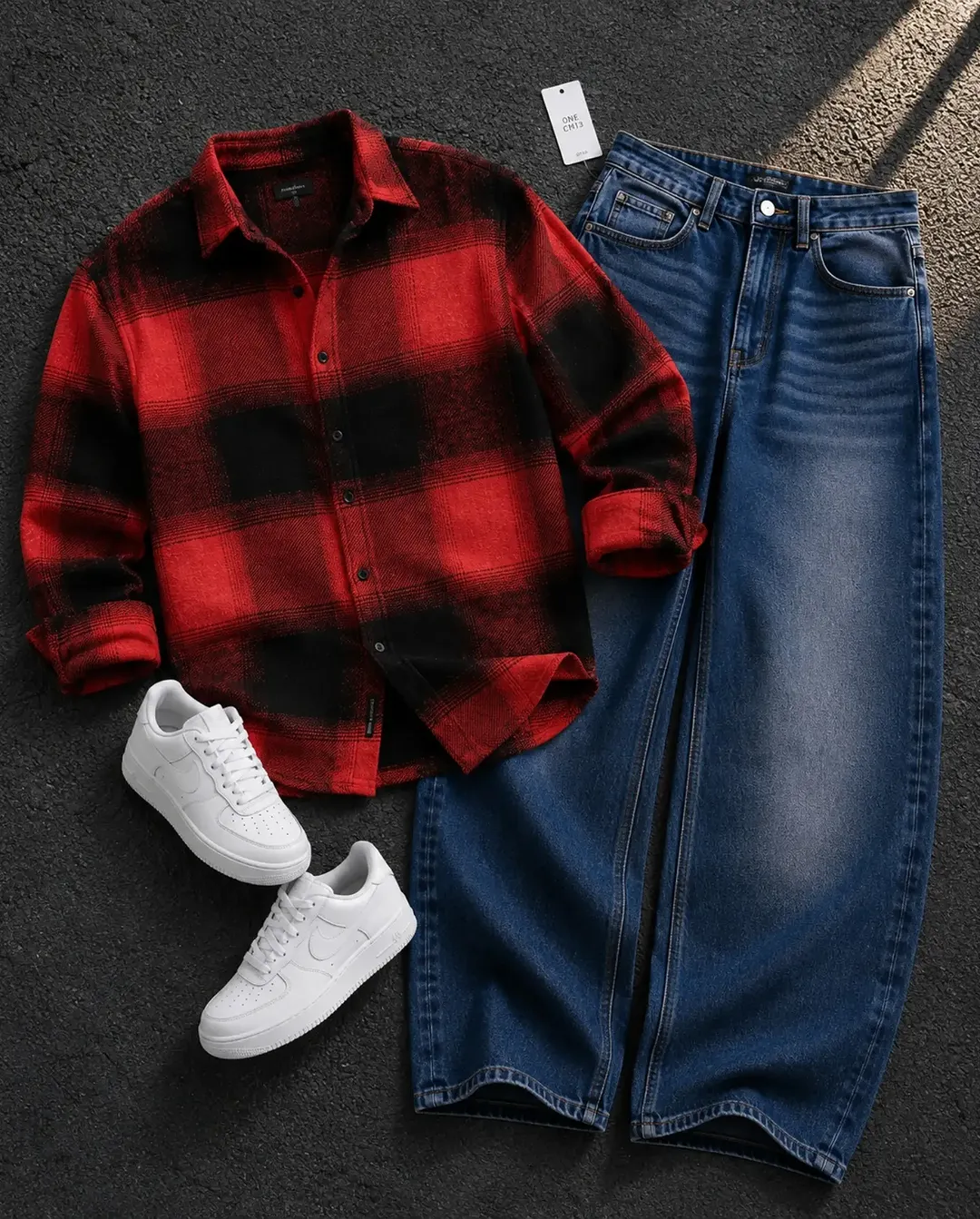 DEEMOON Men's Premium Cotton Blend Printed Checkered Shirt